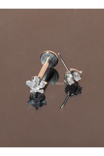 MORNEVA Vidasız Çelik Yıldız Taşlı Tragus Conch Helix Kıkırdak Kulak Piercing...