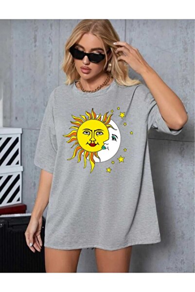 KOZİA OUTDOORS Βαμβακερό πολύχρωμο μπλουζάκι Unisex με στάμπα φεγγαριού και ή...