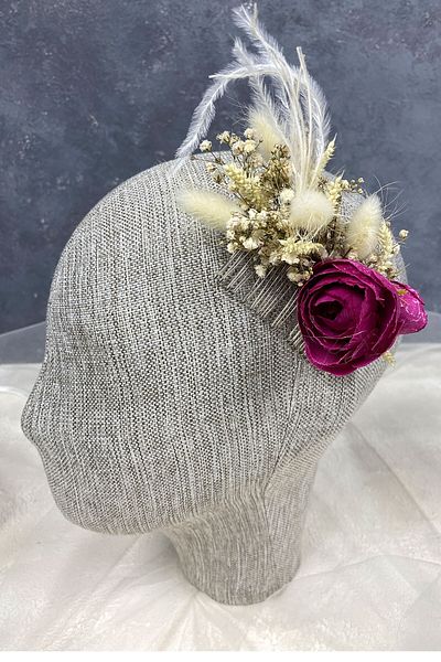 Hayalperest boncuk Accesoriu de păr festonat cu pene și flori Cipso