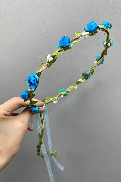 Hayalperest boncuk Turquoise Paper Bridesmaid Crown with Rose Leaves and Gift Children's Crown