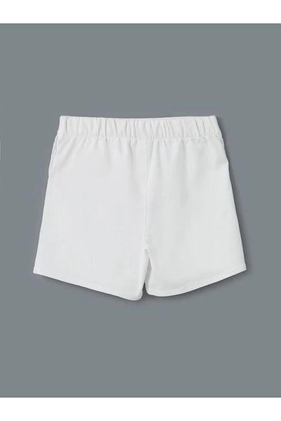 LC Waikiki Lcw Eco White Elastic Waist Ruffled Girls' Shorts Skirt