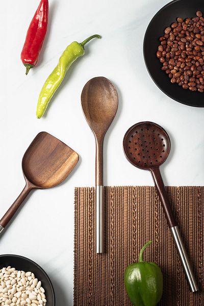 Hangora Akasya 3-Piece Serving Spoon & Serving Colander & Serving Spatula & Salad Serving Set
