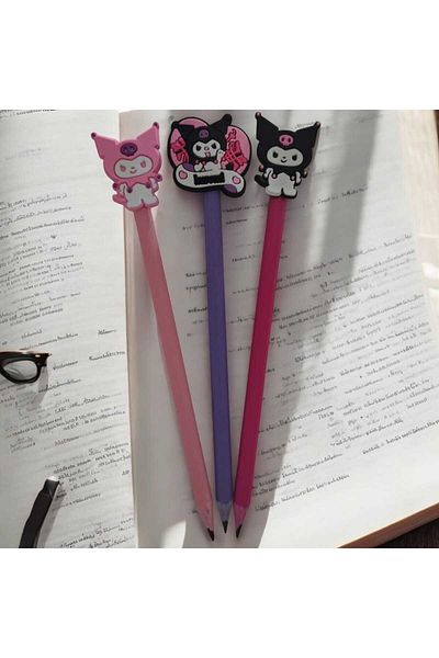 Butik Jibbitz 3 Pieces Fun Pencil Set with Kuromi Emoji