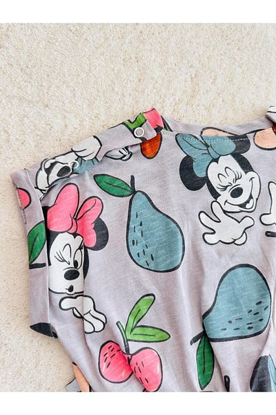 Alinna Girl's Mouse Patterned Salopeet - Raincoat Casual Overalls