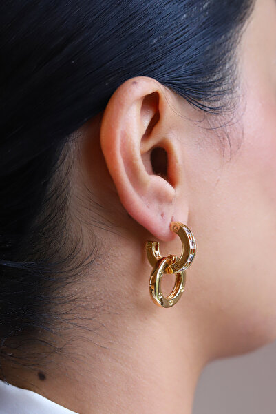 Brillo Zirkon Taşlı Sarmal Halka Küpe