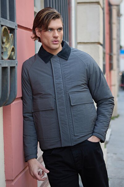 Danger Αδιάβροχο παλτό Kopitone Anthracite με γιακά αντίθεσης