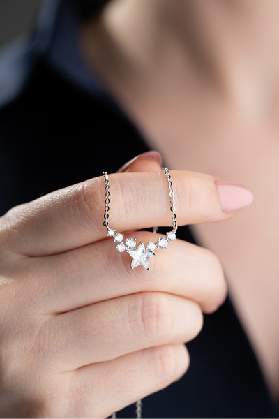 Silvano Jewelry 925 Ayar Gümüş Model Yıldız Model Kolye