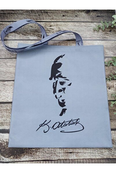 doktorbonem Τσάντα από ύφασμα με στάμπα και υπογραφή πορτρέτου Κεμάλ Ατατούρκ...