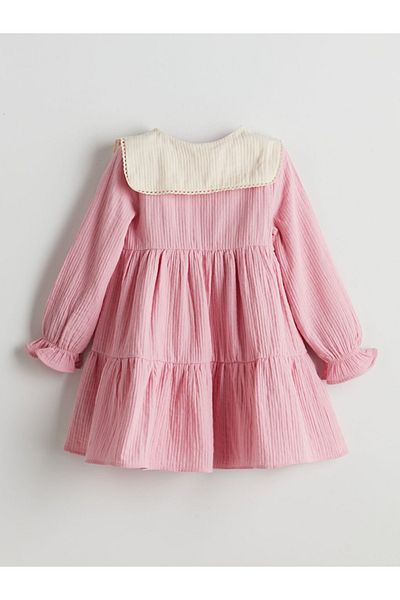 LC Waikiki Lcw Kids Pink Baby Collar Girls Muslin Dress