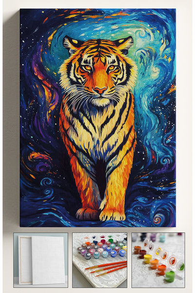 Akihabara Sayılarla Boyama Tuval Seti Fırça Boya Dahil (Çıtalı) 40x50 CM - YI...