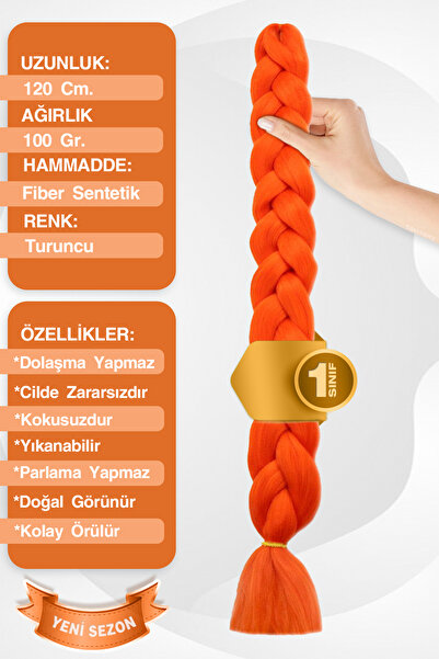 KONAK PERUK Синтетична коса за африкански плитки, раста и бокс плитки - оранжева