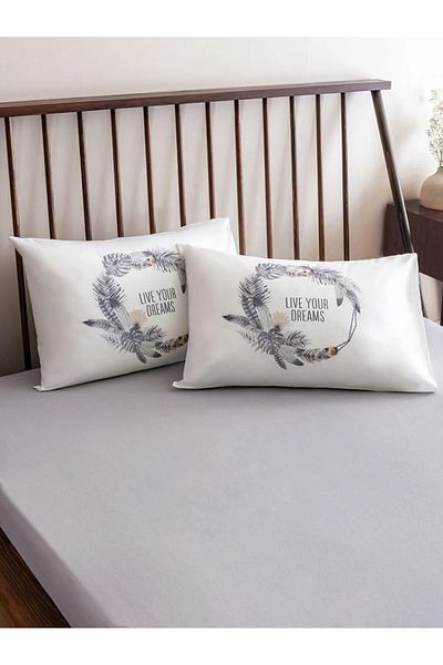 LC Waikiki Lcw Home Mixed Lettering Printed Cotton Pillowcases Set of 2 50X70 cm