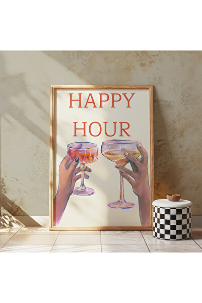 DES VU PRINT Happy Hour Kokteyl Alkol Temalı Çerçevesiz Poster