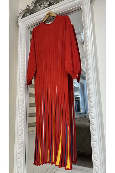 Invee Invee 6244 Colorful Knitwear Dress - Red