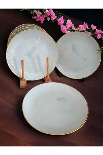 Luminarc Diwali Granite Marbel 19 cm Cake Plate for 6 People
