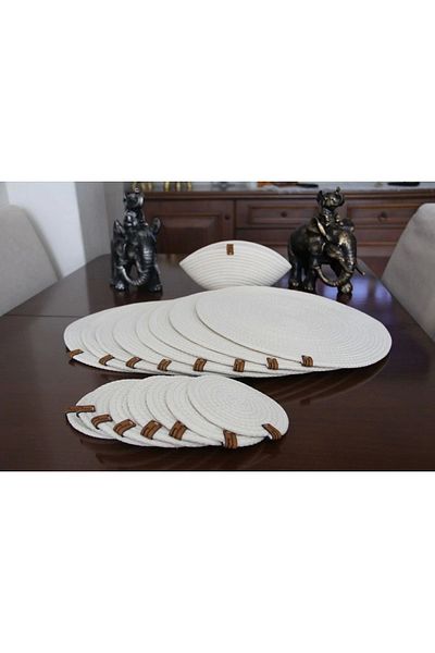 Hediyeninellitonu 17 Piece Placemat Set for 8 Persons, Tableware Set, Plate Coasters, Coasters,