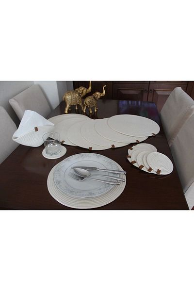 Hediyeninellitonu 17 Piece Placemat Set for 8 Persons, Tableware Set, Plate Coasters, Coasters,