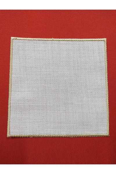 NAKIŞ ATÖLYESİ 6 Pieces Suitable for Etamin Processing Linen Linen Fabric Gold Square Brown Cocktail Presentation Napkin