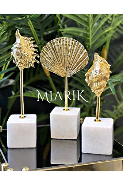 MIARIK DESIGN & DEKORASYON Dekoratif Mermer Tabanlı 3'lü Midye Itirdye Dekora...