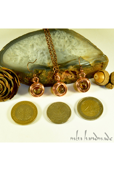 mba handmade jewelry Citrine Crystal - Pure Copper Authentic Necklace and Chain Set