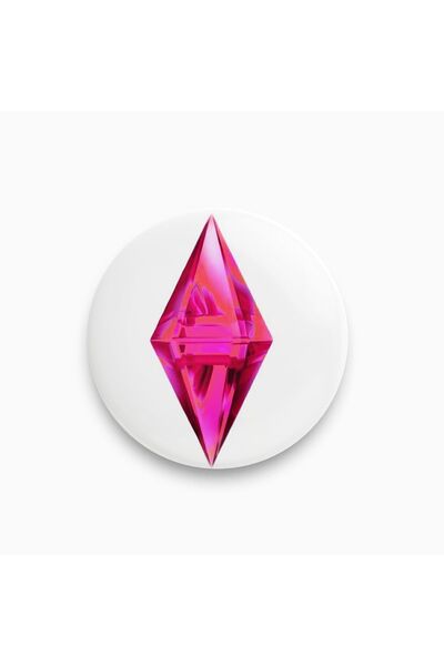 rebelberi Sims Pembe Renkte Sim Plumbob Kristali Rozet