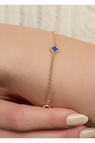 kuyumcu nurettin 1,70 (GRAM) 3 Lacivert Taşlı Sedef Bileklik Künye Unisex 14 Ayar Altın (YEŞİL-ROSE-SARI-BEYAZ)