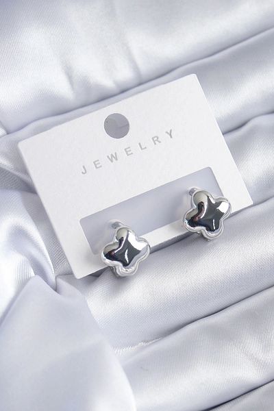 Clariss Silver Color Clover Model Brass Women's Earrings