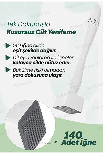 Sheland Dermastamp 140 Titanyum İğneli , Ayarlanabilir 10 İğne Ölçülü 0.25 mm - 3.00 mm