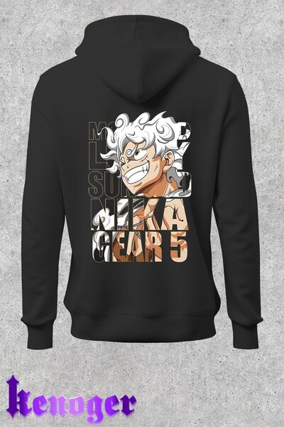 Hunors Sportswear & Company One Piece Monkey Nika Gear Anime Printed Unisex Oversize Basic Thick/Fleece Inside Hooded Sweatshirt