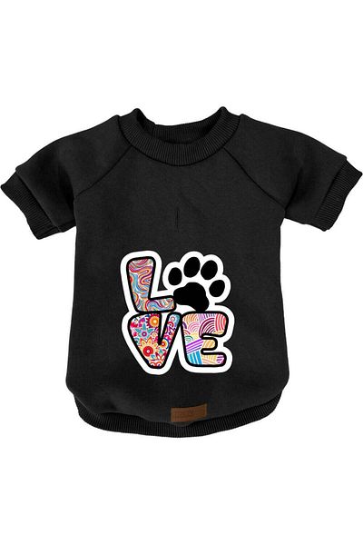 MPZ Pets Cat and Dog Outfit - Black Sweatshirt & Colorful Love Dress