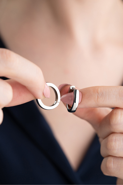 Silvano Jewelry 925 Ayar Gümüş Silver Taşsız Halka Küpe