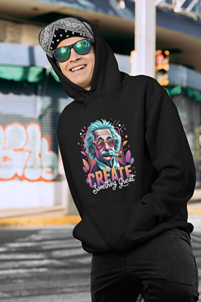 MAGORS سويت شيرت بغطاء للرأس من القطن المطبوع من إينستين