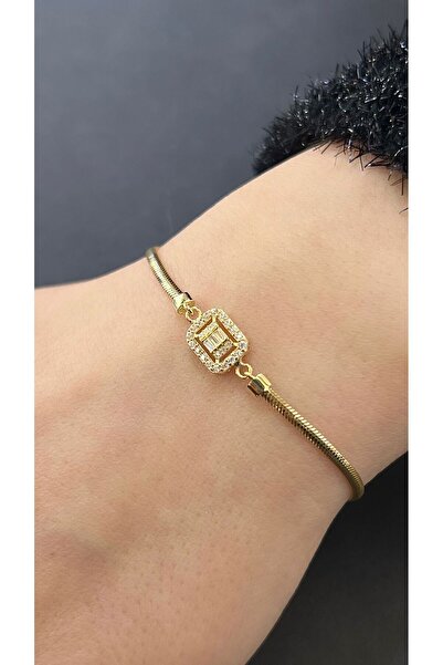 kuyumcu nurettin 3.20 Gr (gram) Beyaz Taşlı Baget Balık Sırtı Bileklik Künye 14 Ayar Altın 3.5 Mm