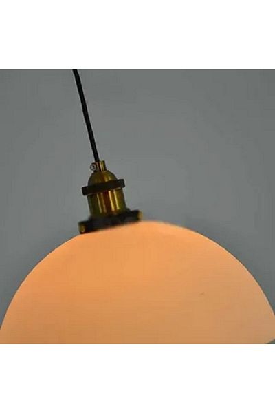 RİOLİGHT Opal White Vintage Modern 1Xe27 Glass Single Pendant Lamp Chandelier with Base - Diameter:28M