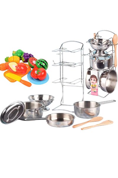 Depomiks Avm 7 parça Metal tencere standlı model Kesilebilir Meyve&Sebze hediye