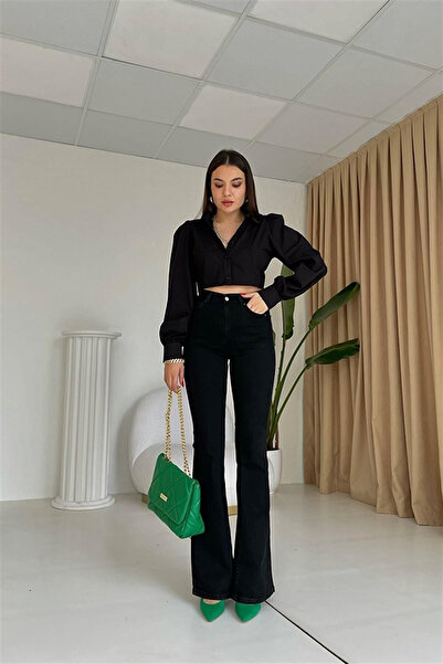 kleshus بنطلون نسائي من Kles Defne ذو أرجل إسبانية غير قابلة للتلاشي، أسود عا...