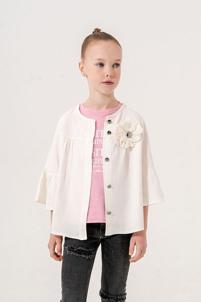 GİYİCEM TEKSTİL Floral Print Girls Shirt Set - 3127