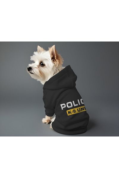 MPZ Pets Cat and Dog Outfit & Dress - Black Hoodie Police K-9 Unit