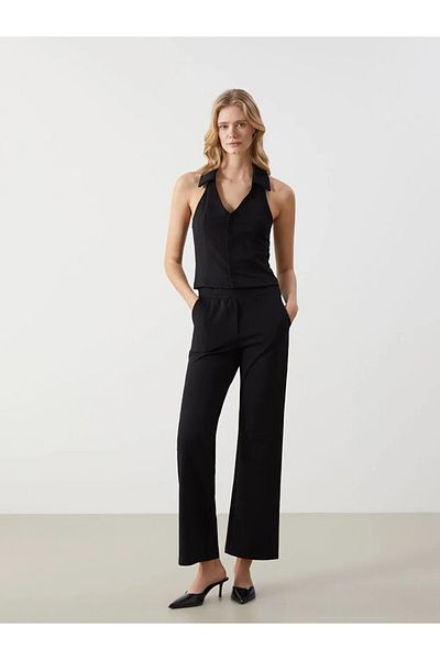 LC Waikiki Γυναικείο κλασικό γιλέκο LCW Vision Black Halter Collar