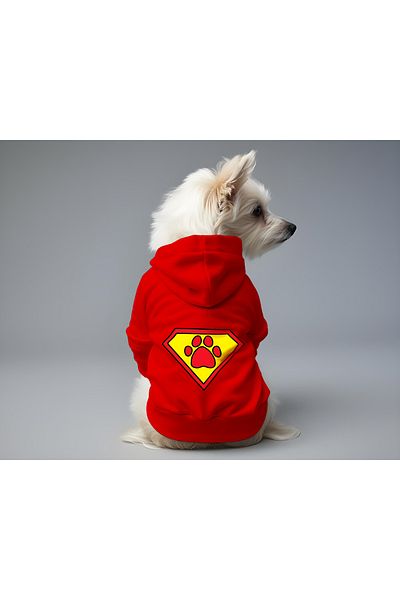 MPZ Pets Cat and Dog Outfit & Dress - Red Hoodie Super Paw