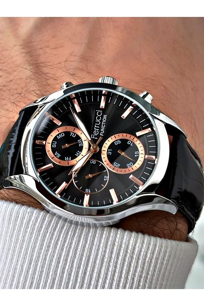 Ferrucci Men's Wristwatch - Waterproof, Functional Leather Cord
