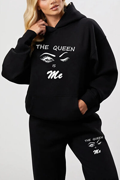 Wish BF طقم بدلة رياضية نسائية قطنية كبيرة الحجم مطبوعة من Queen