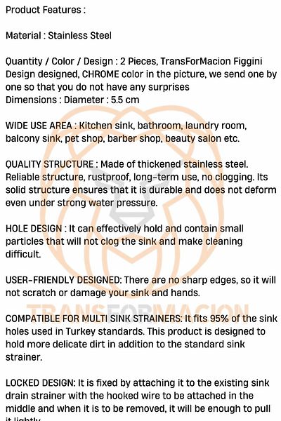 Transformacion 2 Pcs Lockable Metal Sink Sink Strainer - 721234
