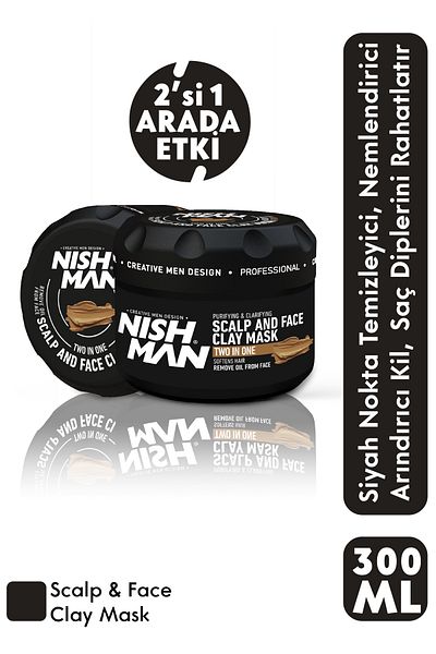 NISHMAN Volcanic Clay Detox Mask 450 ml Anti Blackhead and Pore for Face and Scalp