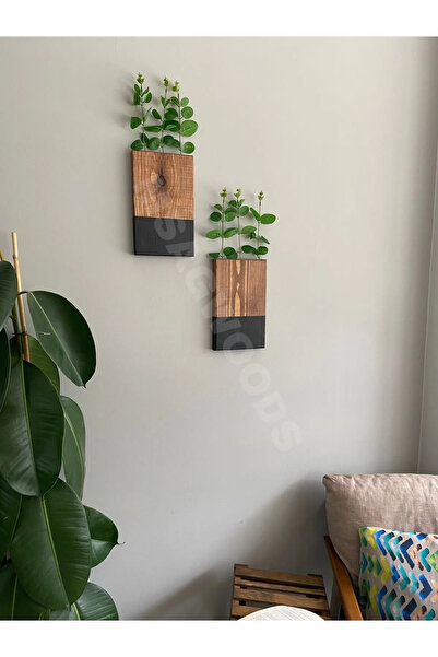 ViraHome 2'Lİ AHŞAP ÇİÇEKLİK MUTFAK BANYO YAPAY ÇİÇEK BALKON KIŞ BAHÇESİ EV HEDİYESİ ÇEYİZ BOHEM RUSTİK