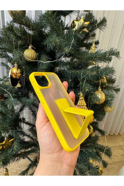 TechTrove İphone 13 / 14 Kılıf Buzlu Tasarımlı Dikey Stand Tasarımlı Silikon Kılıf