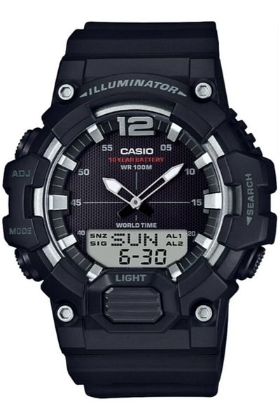 Casio ساعة يد رجالية باللون الأسود والفضي