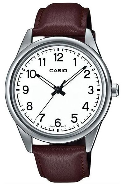 Casio ساعة يد رجالية باللون البني الفضي