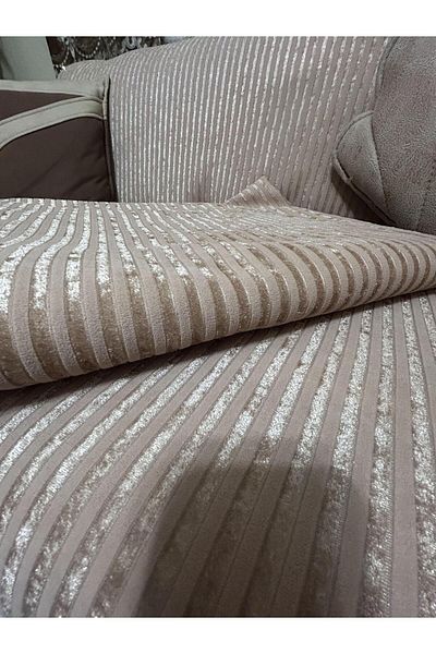 Tekstilsa Калъф за диван с гъба, нова мода, цвят капучино на райета, 1 брой, 210*170 см