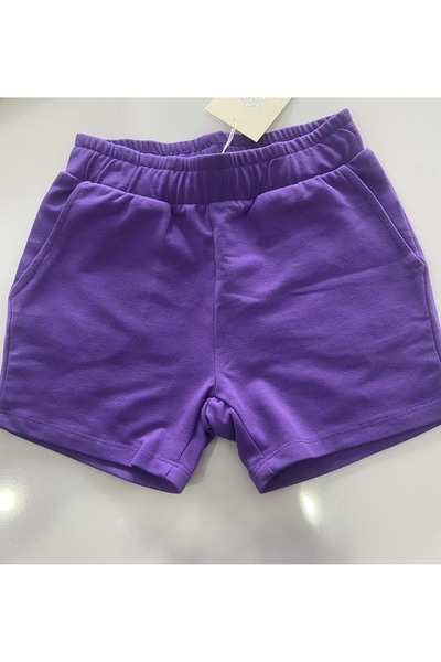 Edelweiss Girl's Combed Cotton Shorts Purple